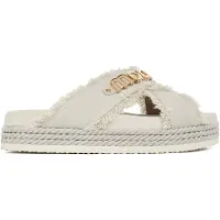 Mou pour femme. MU.SW451005K Sandales en daim croisées toile recyclée blanc cassé (41), 3 à 5 cm, Cuir, Aucun, Casuel
