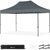 Vonroc Tente de réception pliante 3x4,5 m grise – tonnelle easy-up, étanche 3000 mm & UV 50+ |