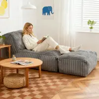 MODFU : Canapé modulable, modèle "Chaise Lounge" pour une personne, avec dossier. Canapé multifonctionnel en flanelle, idéal pour les petits appartements. Couleur : gris clair