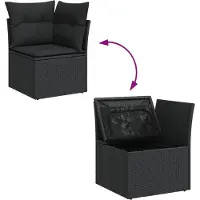 vidaXL Ensemble de 12 canapés de jardin avec coussins noir poly rotin