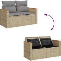 DKD Home Decor Canapé de jardin avec coussins 2 places Beige Poly Rattan