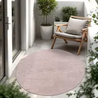Paco Home In & Outdoor Tapis tissé plat uni moderne résistant aux intempéries pour terrasse cuisine Taille 80 cm Rond