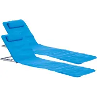 En.casa Tapis de plage 'Cellorigo' set de 2 avec dossier réglable pliable cadre acier 160 x 49 cm bleu