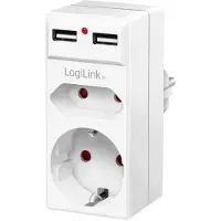 Logilink PA0276 Fiche d'adaptateur avec 2x ports USB, prise euro &amp
