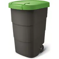Prosperplast Wheeler poubelle de 95 litres en anthracite avec couvercle vert
