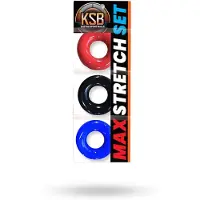 Kiotos Max-Stretch - ensemble d’anneaux péniens extensibles (noir/rouge/bleu)
