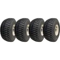 Parnells 15x6.00-6 Grass Lawnmower Wheels Tyres Fitted on Rims 20mm Bearings (Set of 4)