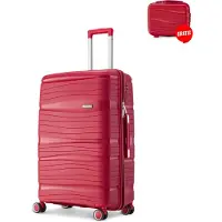 Sc SKYCASES Travelin' Charm Hand Luggage Suitcase - 40L - Numerical Lock - 35x21x54 cm - Lightweight & Durable - Includes Free Pouch - Red V2