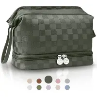 Sc Skycases Travel Essentials - Trousse de toilette et de maquillage - Imperméable et compacte - Convient pour le voyage et l'usage quotidien - Unisexe - Vert foncé
