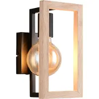 TRIO Lampe murale de conception Bano noir avec bois