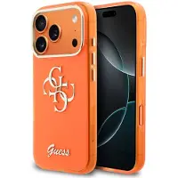 GUESS Etui IML 4G Script Metal do iPhone 17 Pro pomarańczowy (Apple iPhone 17 Pro), Coque pour téléphone portable, Orange