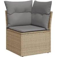 vidaXL Ensemble de salon de jardin 10 pièces avec coussins Beige Poly Rattan