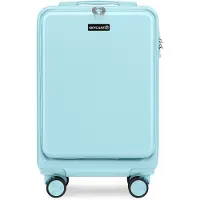 Sc Skycases Hand Luggage Suitcase 35L - Lightweight Trolley - Spinner Wheels - TSA Lock and Laptop Compartment - Travel Suitcase with Handy Front Pocket - 55 cm - Light Blue