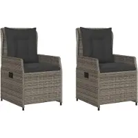 vidaXL Fauteuil de jardin 2 pcs. Réglable Gris Poly Rattan