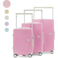 Sc Skycases City Walker - Ensemble de valises 3 pièces | Léger et durable | 20, 24 et 28 pouces | Roues pivotantes à 360° | Verrouillage TSA | Housses de protection incluses - Rose