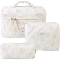 Sc Skycases Travel Essentials - Trousse de maquillage 3 pièces - Coton écologique - Organisateurs floraux matelassés - Spacieuse, durable et idéale pour les voyages