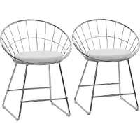 Happy Garden Lot de 2 chaises en métal chromé et coussin blanc ALEX