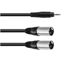 Omnitronic Câble adaptateur jack 3,5/2xXLR(M) 1,5m sw