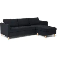 Ebuy24 Marino Canapé AB3, chaise longue orientable à droite ou à gauche en velours, noir.