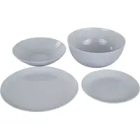 Luminarc Assiette plate Assiette de service Assiette à dessert Service de table DIWALI Vaisselle en verre trempé Set de table gris 19pcs.HOMLA