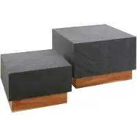 Zijlstra Ensemble de tables basses Boxy-ardoise/acacia