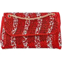 Faina Sac bandoulière rouge / blanc perle