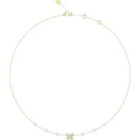 GUESS Borboleta 16-18" Pave Borboleta Necklace, (Acier inoxydable, Nacre, Verre)