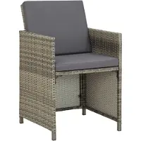 vidaXL Chaises de jardin 2 pcs. avec coussins Poly Rattan Gris