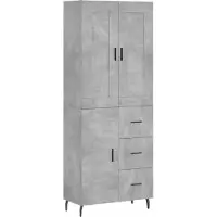 vidaXL Highboard gris béton 69,5x34x180 cm Bois composite