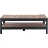 CALICOSY - Table basse métal noir et bois - L117cm