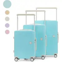 Sc Skycases City Walker - Ensemble de valises 3 pièces | Léger et durable | 20, 24 et 28 pouces | Roues pivotantes à 360° | Verrouillage TSA | Housses de protection incluses - Bleu Tiffany