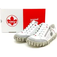 Rieker Femmes Slipper Cuir Chaussure basse fermeture éclair légère antidérapante L0355, Taille:39 EU, Couleur:Blanc