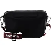 Lacoste Cuir sac à épaule bandoulière Original Crossover Bag Noir Cranberry Blanc