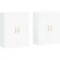 vidaXL Armoires murales 2 pcs. Blanc Bois composite