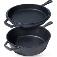 Artemis Marmite en fonte, casserole à manche, rôtissoire, poêle à frire, 2 en 1