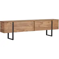 Skye Decor , meuble TV haut de gamme, 180 x 50 x 30 cm, pin de l'Atlantique et noir | Panneau de particules 100 % mélaminé, épaisseur 18 mm | Un design industriel élégant pour votre intérieur.