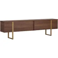 Skye Decor , meuble TV haut de gamme, noyer et doré, 180 x 50 x 30 cm | Panneau de particules 100 % mélaminé, épaisseur 18 mm | Un design moderne pour votre intérieur, à la fois élégant et fonctionnel.