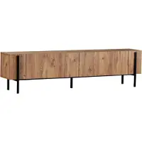 Skye Decor , meuble TV moderne en aggloméré 100 % mélaminé, 180 x 30 x 45 cm, avec pieds en métal (20 x 20 mm) en pin Atlantique et noir | Design élégant et fonctionnel.