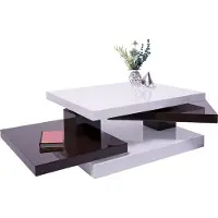 Mendler Table basse HWC-G84, table de salon, rotative 34x80x60cm blanc brillant, marron