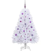 vidaXL Sapin de Noël artificiel pliable Blanc 150 cm PVC et acier