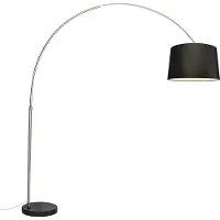 QAZQA Lampe d'arc en acier avec abat-jour en tissu noir 45 cm - XXL
