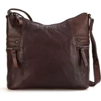 Spikes & Sparrow Cuir sac à épaule bandoulière Bronco Crossover Dark Brown marron foncé