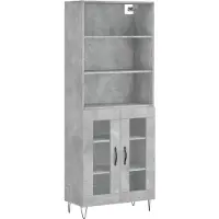 vidaXL Highboard gris béton 69,5x34x180 cm Bois composite
