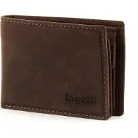 Bugatti Cuir porte-monnaie Hunter Coin Wallet with Flap 4 CC embossed Logo Brown brun