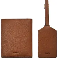 Fossil étui pour carte d'identité accessoires de voyage Gift Set Passport Case and Luggage Tag Brown brun