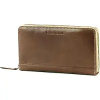 Bruno Banani Cuir porte-monnaie Zip Around Wallet Brown brun