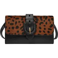 Fossil porte-monnaie sac à épaule bandoulière Harwell Wallet Crossbody Leopard marron clair