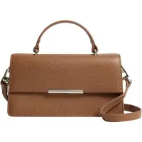Ted Baker Cuir sac à main sac à épaule bandoulière Rosly Bar Detail Elongated Top Handle Bag Brown brun