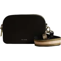 Ted Baker Cuir sac à épaule bandoulière sac à épaule Darcelo Branded Webbing Leather Camera Bag Jet - Black noir