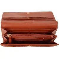 Valentino Élégant portefeuille pour femme marron avec des détails contrastés et un logo